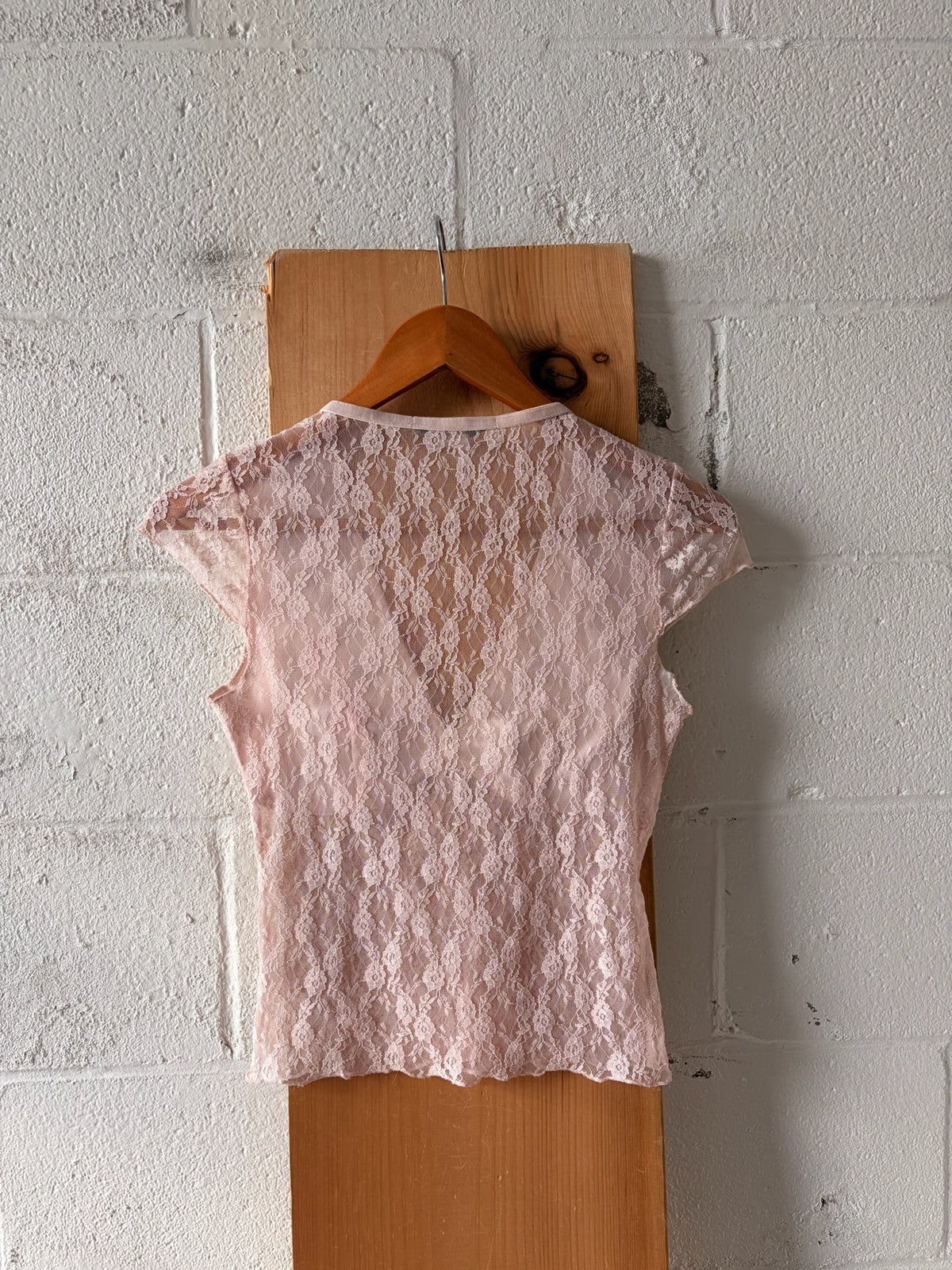 Pastel Pink Lace Top : M