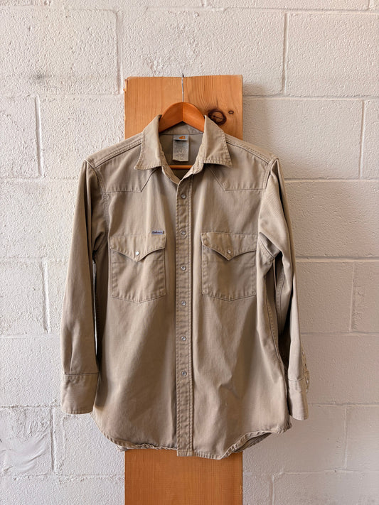 Vtg Khaki Carhartt Pearl Snap : M