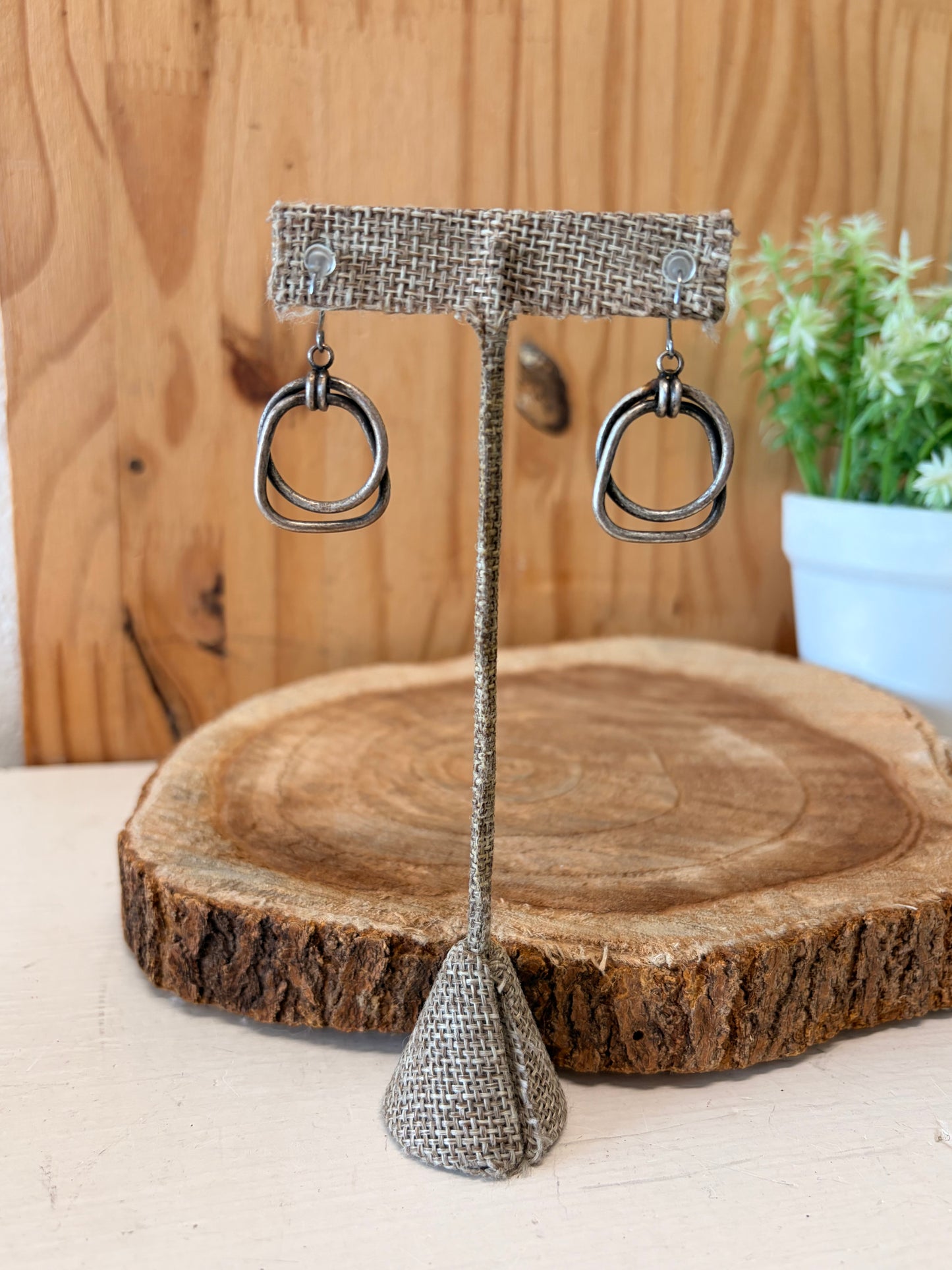 Layered Silver Tone Earrings