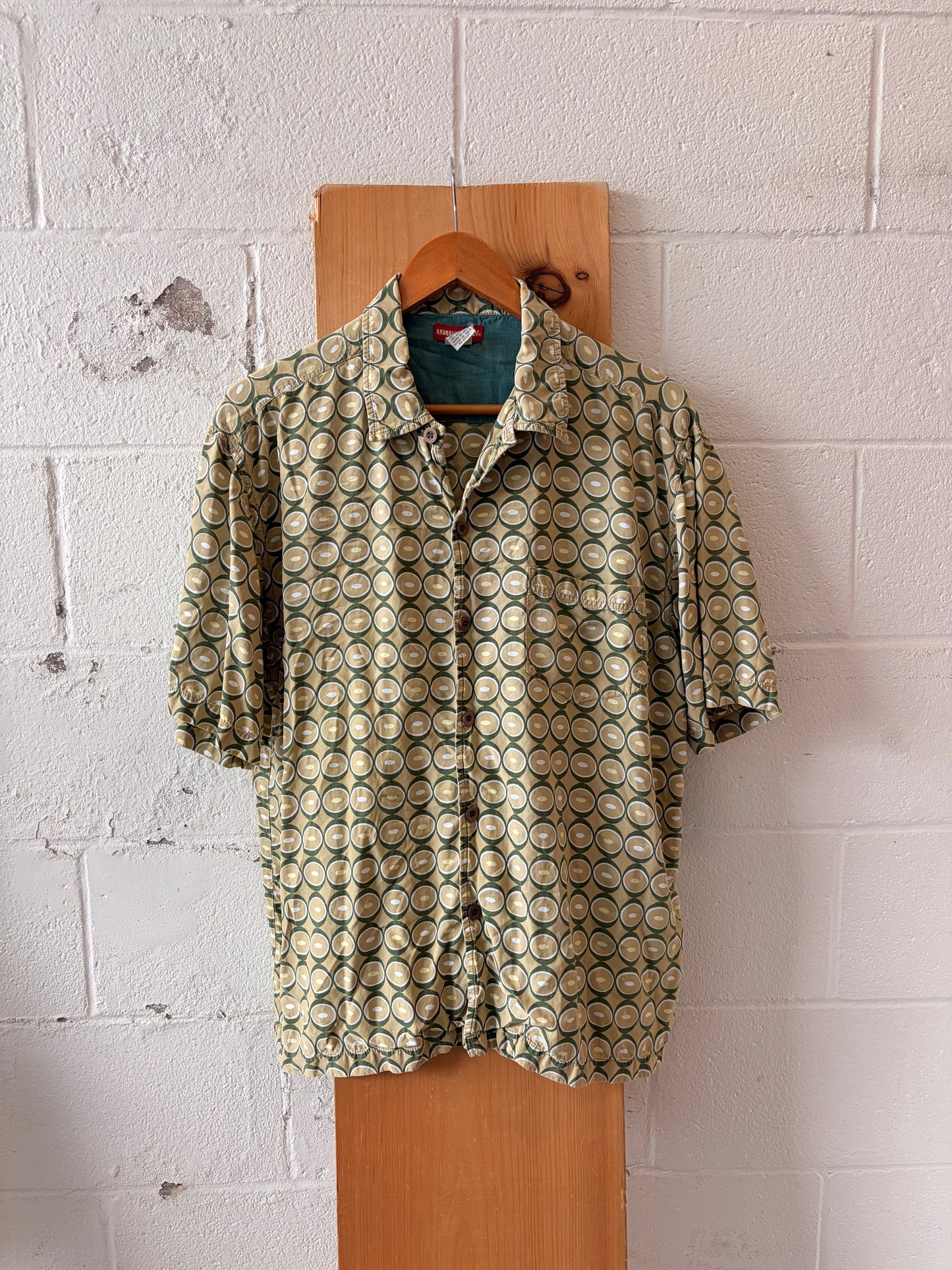 Vtg Unionbay Green Patterned Button Up : L