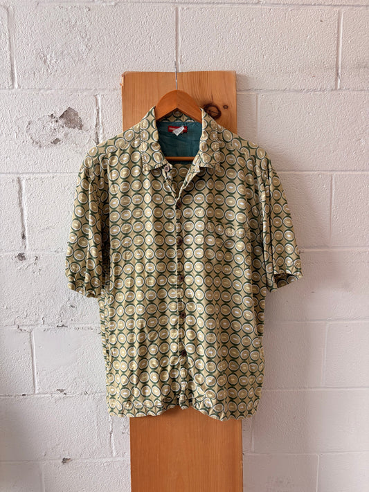 Vtg Unionbay Green Patterned Button Up : L