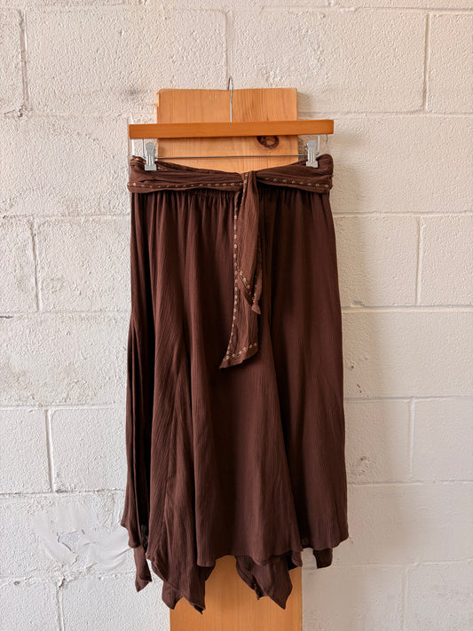 Brown & Gold Belted Skirt : L
