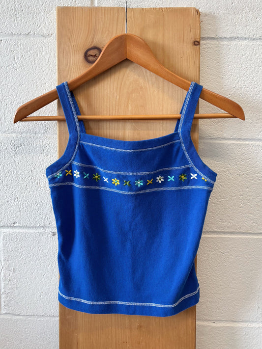 Vtg Blue Flower Tank : M