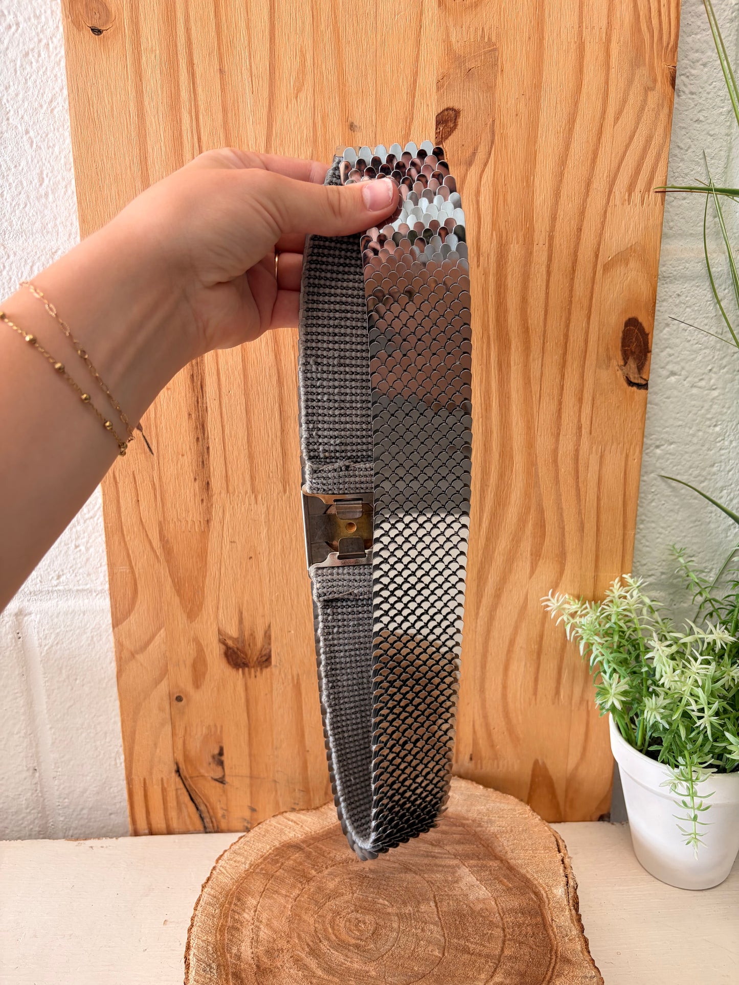 Silver Stretchy Fish Scale Belt