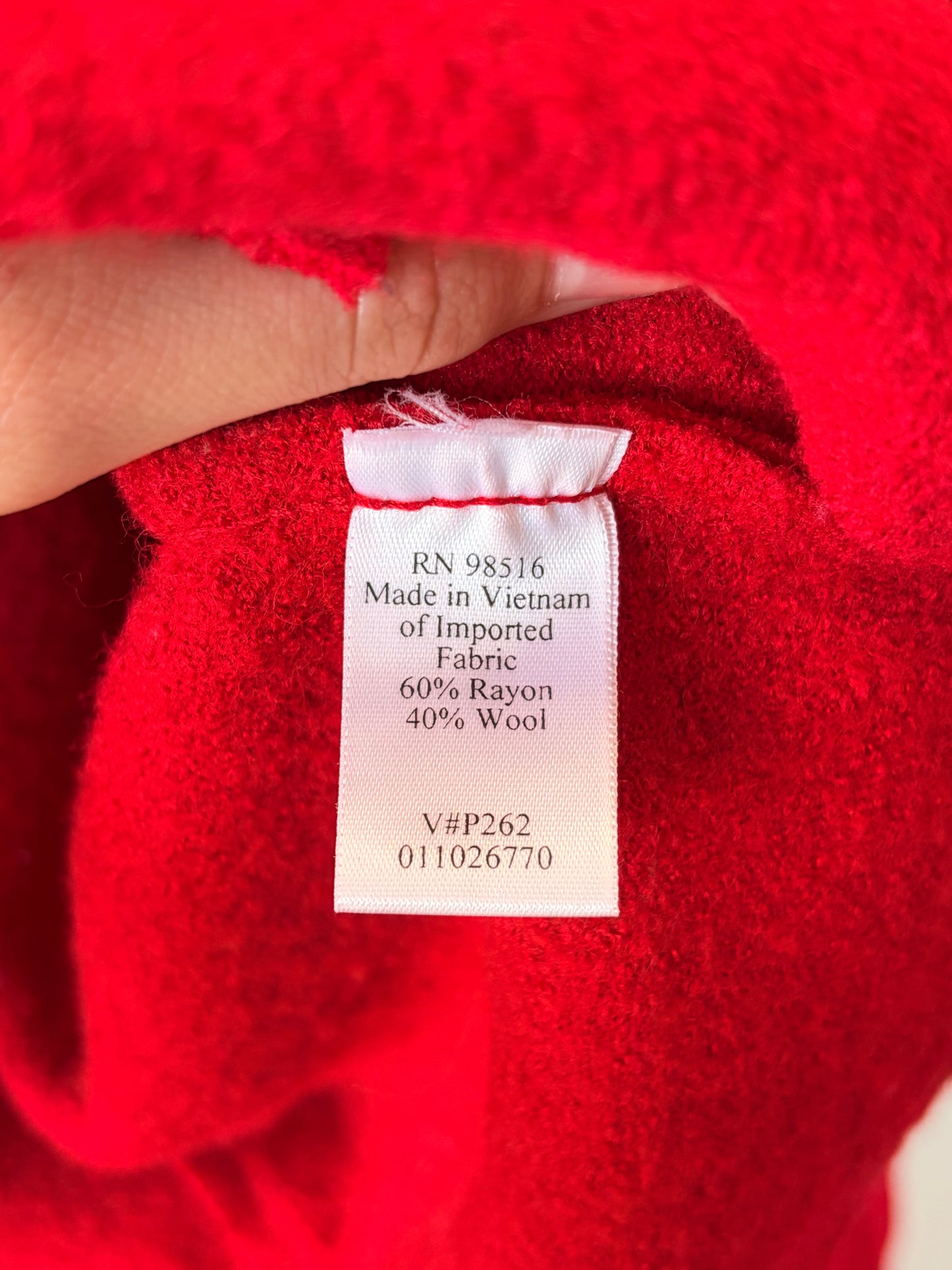 Red Wool Blend Cardigan Sweater : M