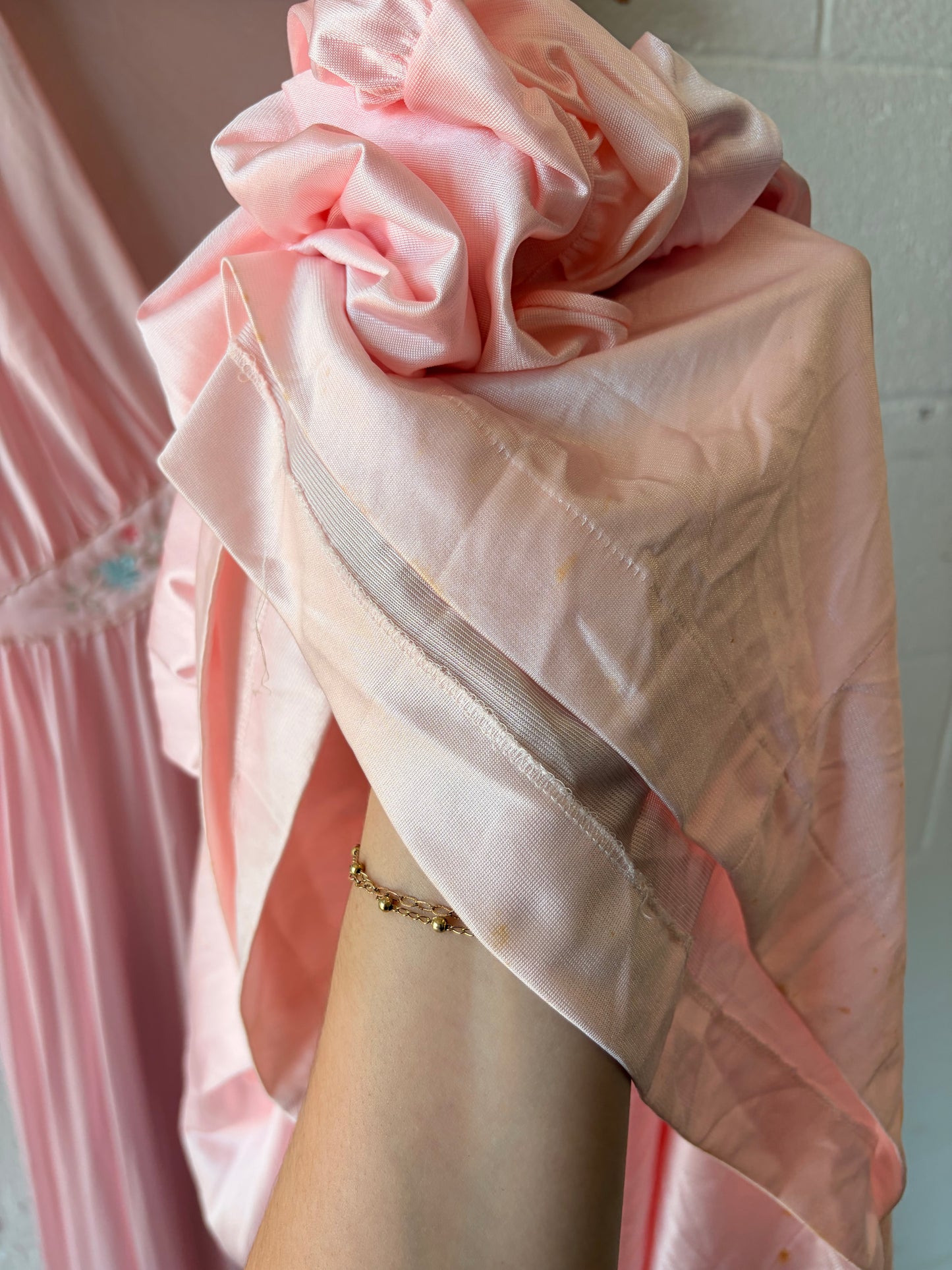 Vtg Lorraine Floral Pink Nightgown & Robe Set : M