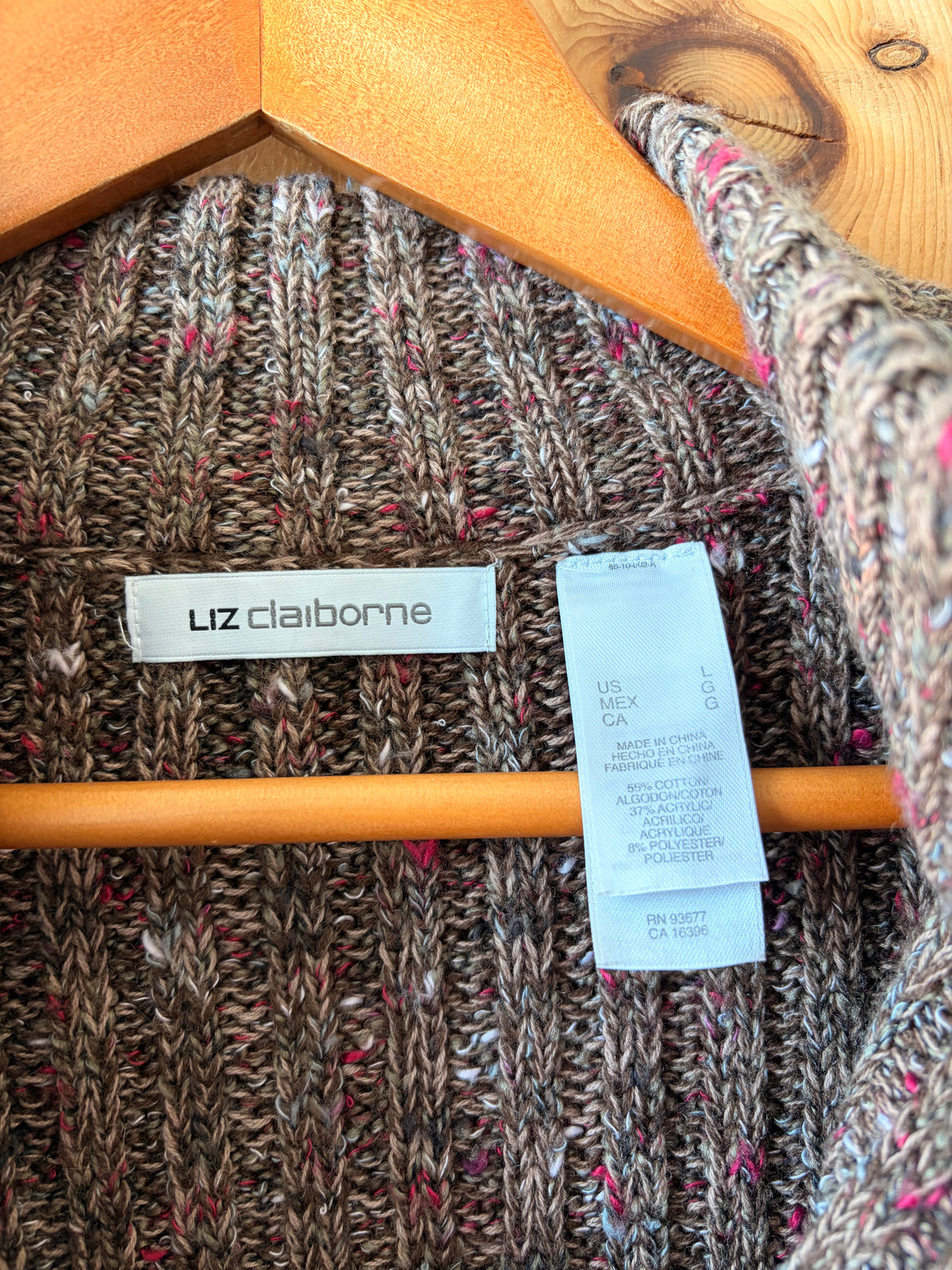 Brown & Pink Speckled Quarter Zip Sweater : L