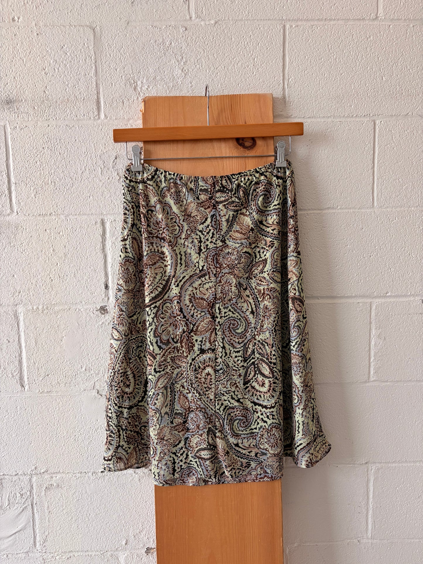 Brown & Sage Paisley Midi Skirt : 14P