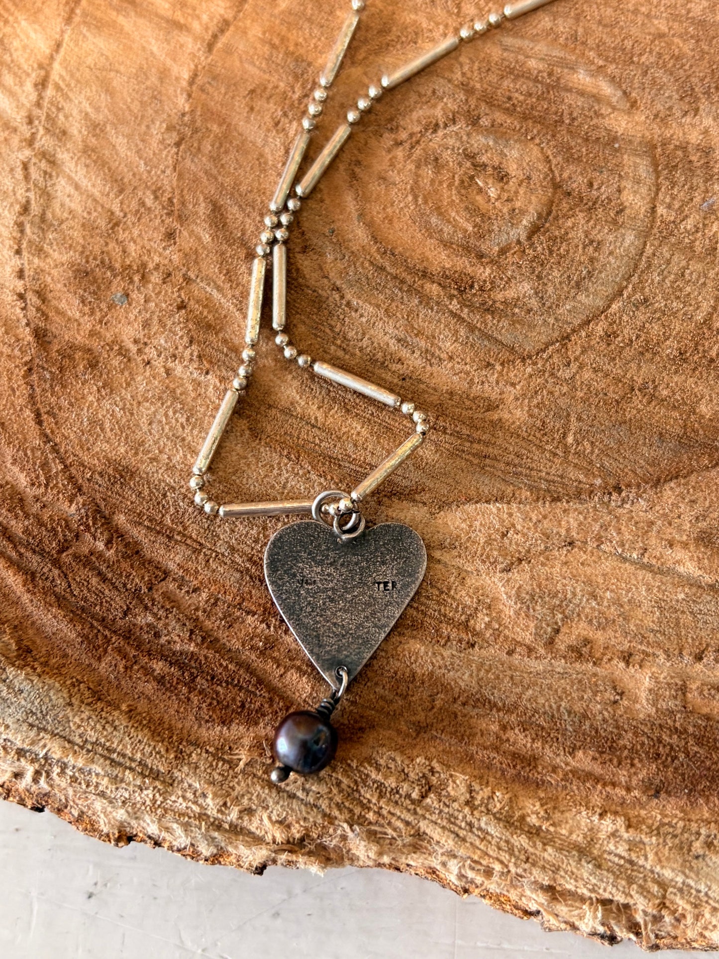 Italy 925 Multi Beaded Heart Pendant Necklace