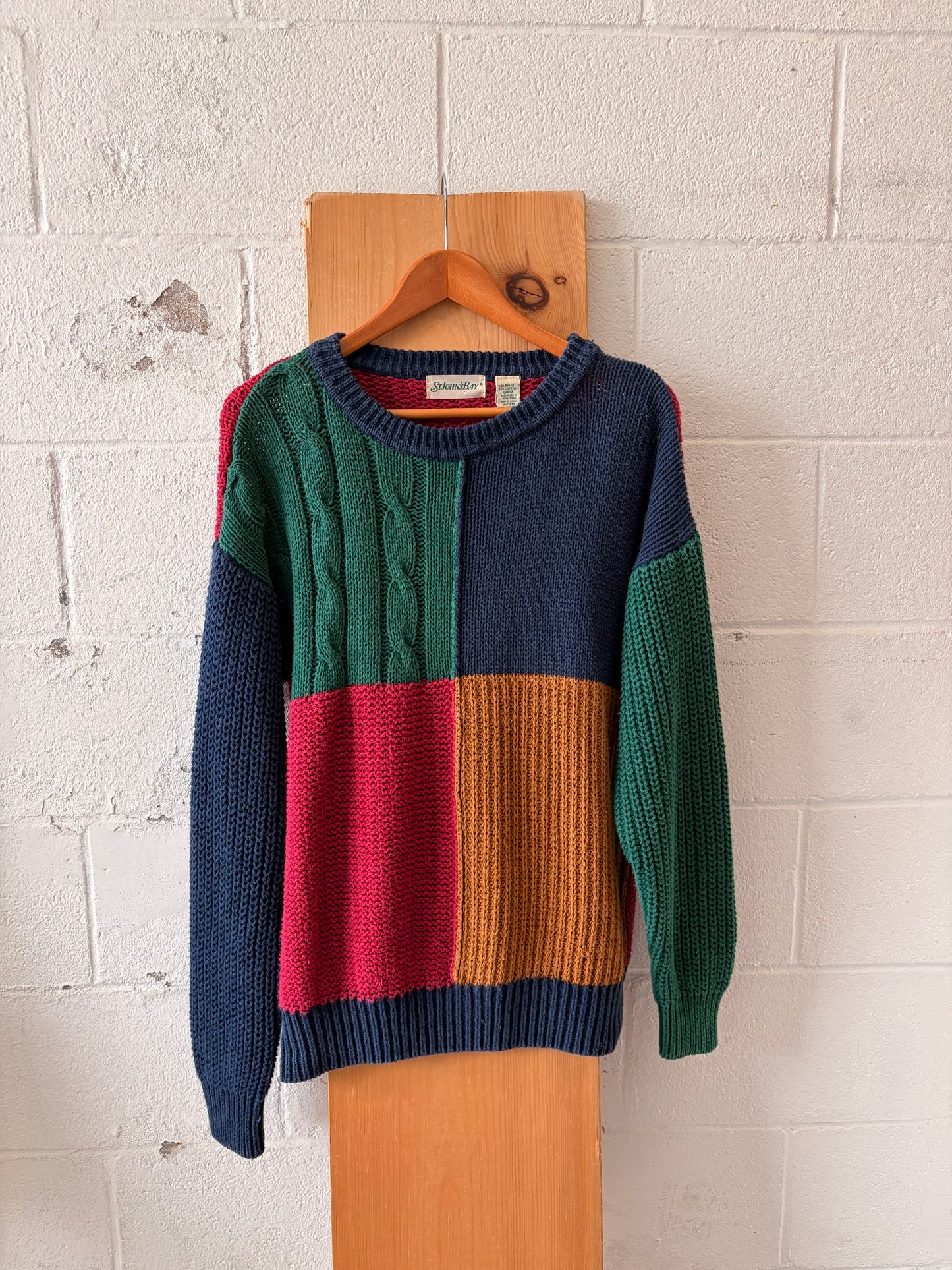 Vtg Color Block Sweater : L