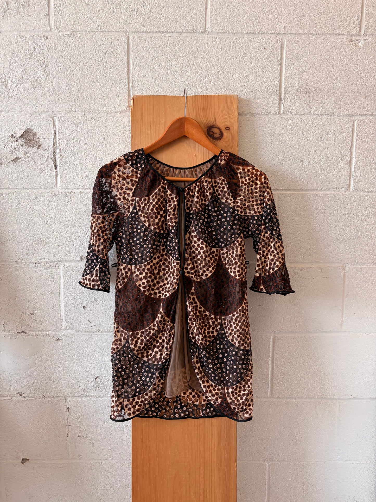 Semi Sheer Neutral Printed Top : M
