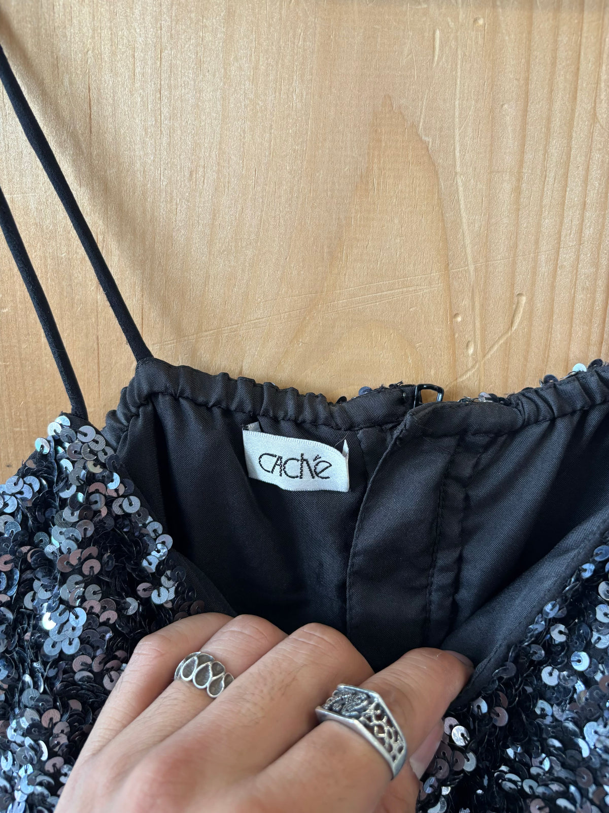 Vtg 90s Asymmetrical Silk Spaghetti Strap Top : M