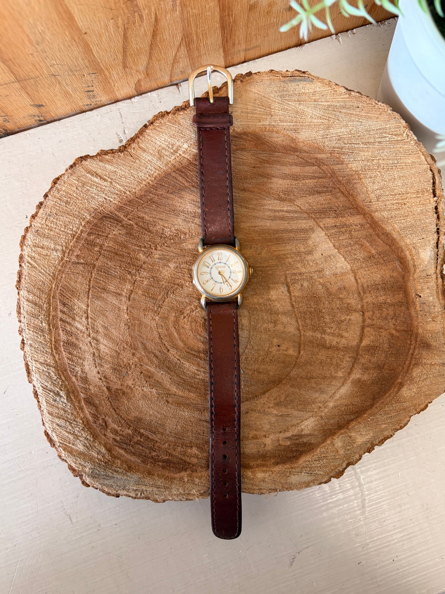 Vtg Guess Brown Leather Watch (Untested)