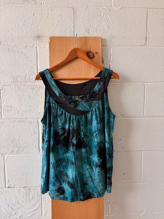 Teal Velvet Floral Tank : 18/20W