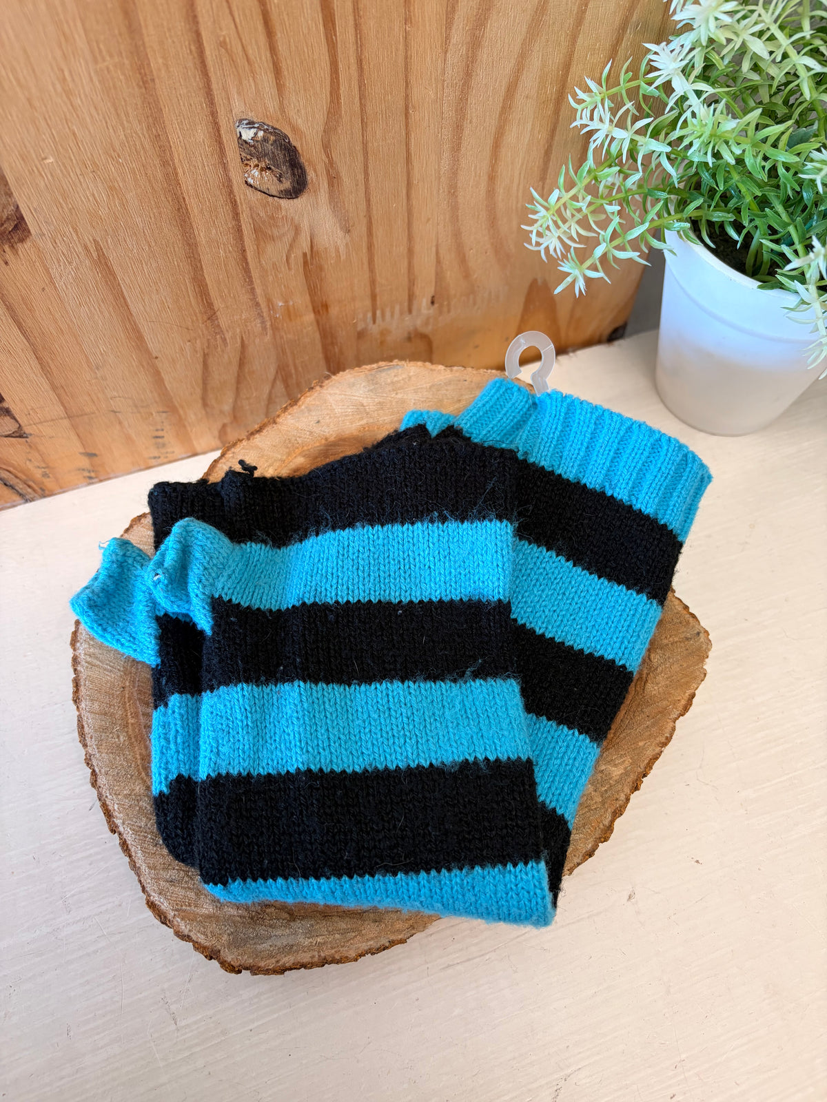 Striped Black & Blue Arm Warmers