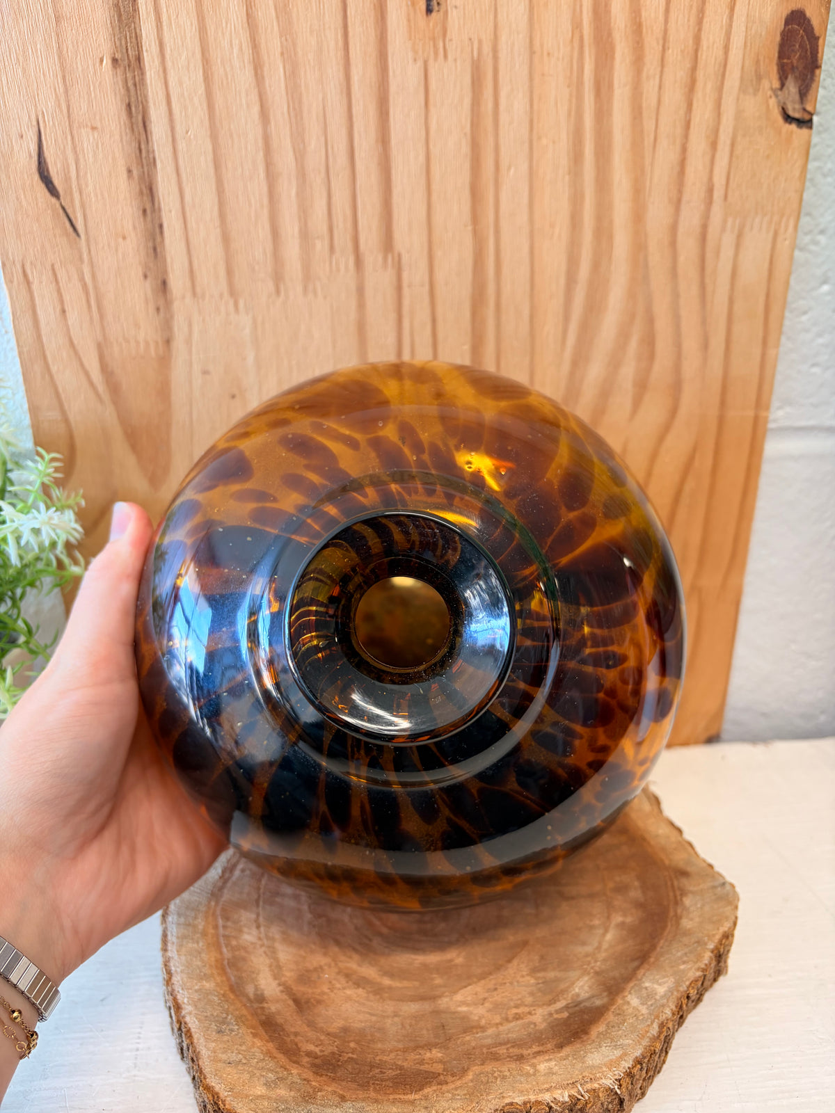 Two’s Company Handblown Glass Tortoiseshell Vase (Local Pick Up Only)