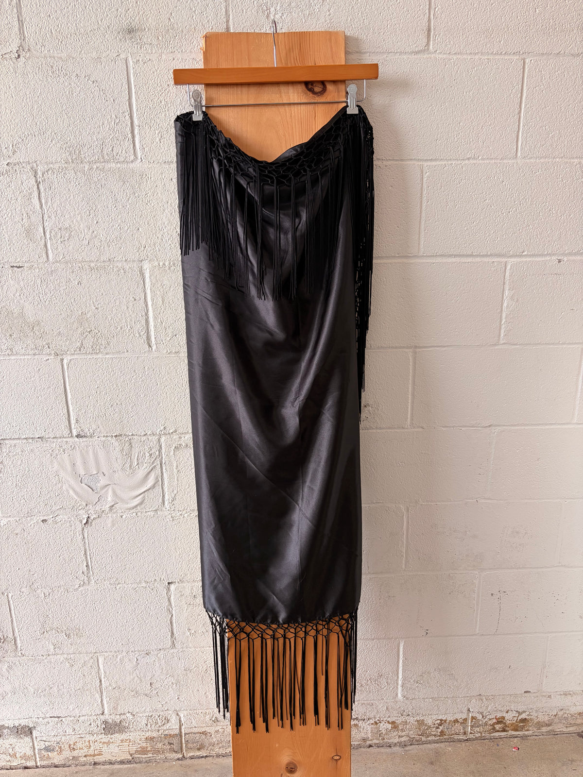 NWT Black Fringe Wrap