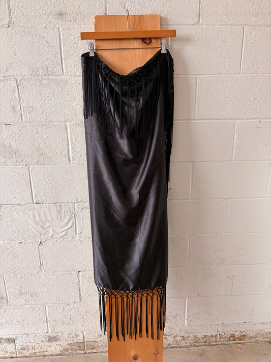 NWT Black Fringe Wrap