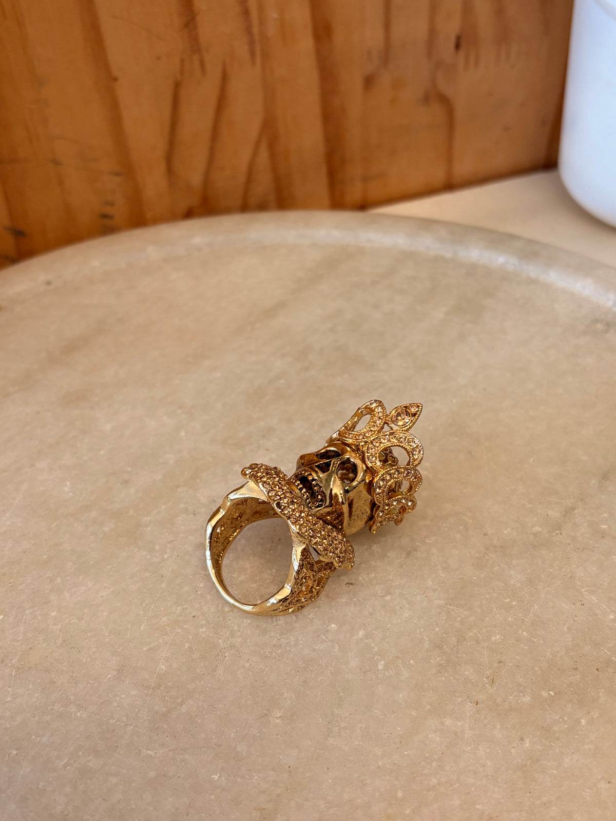 Crowned Skull Statement Ring: Size 8.5