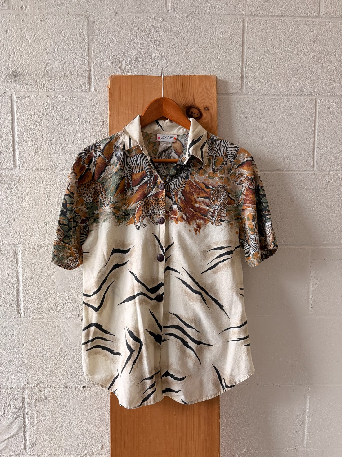 Vtg Safari Animal Shirt : M