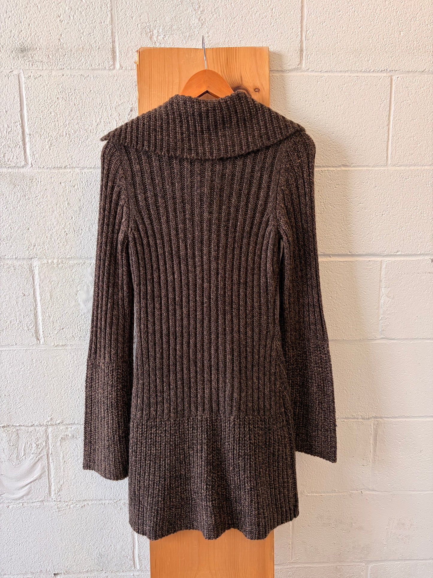 Long Brown Cardigan Sweater : M