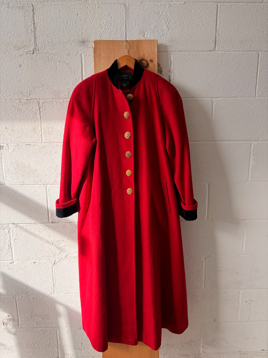 Vtg Long Red Wool Ralph Lauren Coat (As Is) : 6 (Local Pick Up Only)