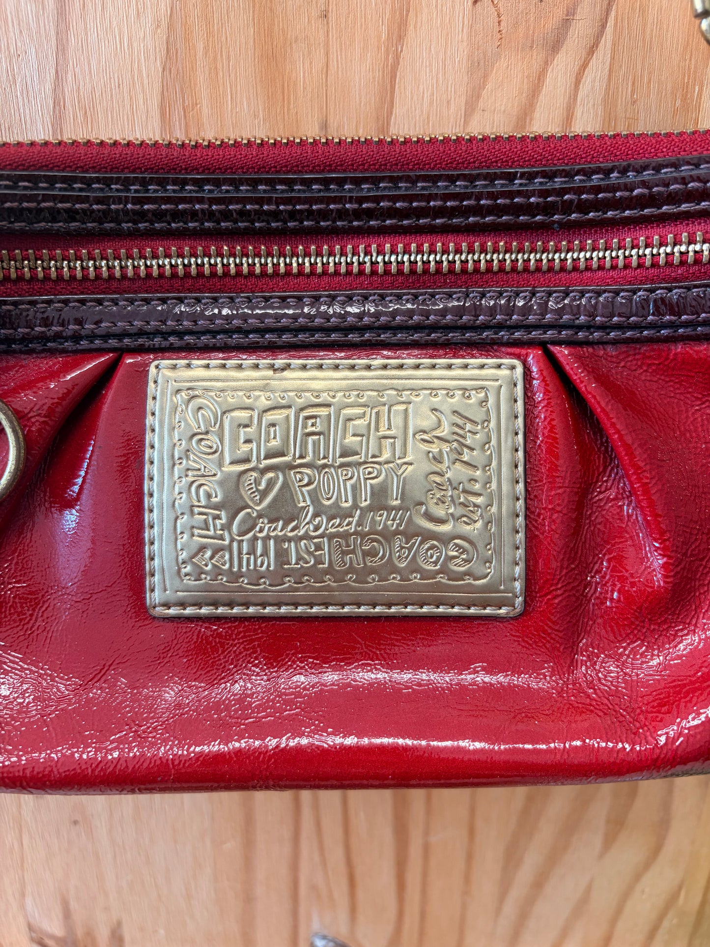 Red Coach Poppy Wristlet
