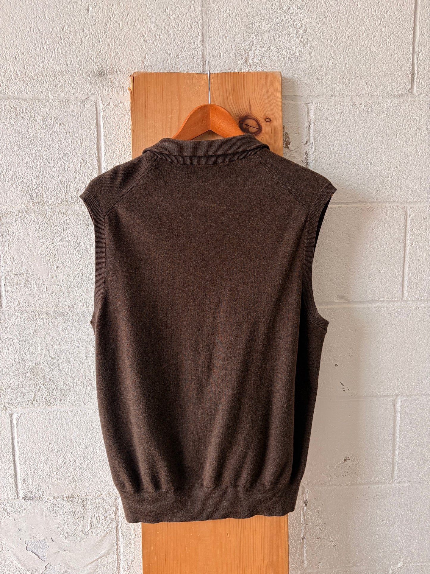 Brown Ralph Lauren Quarter Zip Vest : M