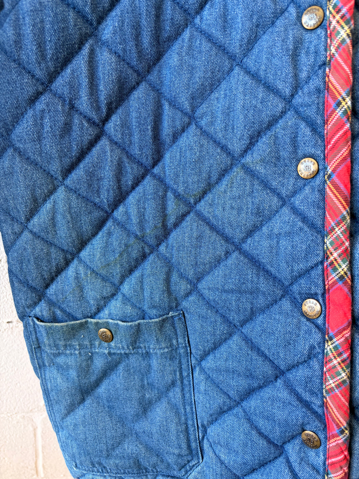 Vtg Diamond Quilted Denim Jacket : 14 (As Is)