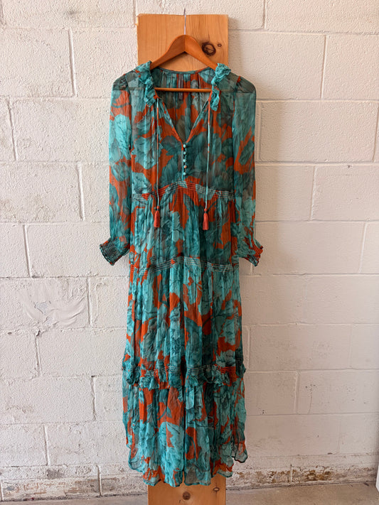 Anthropologie Semi Sheer Tiered Floral Dress : XXS-M
