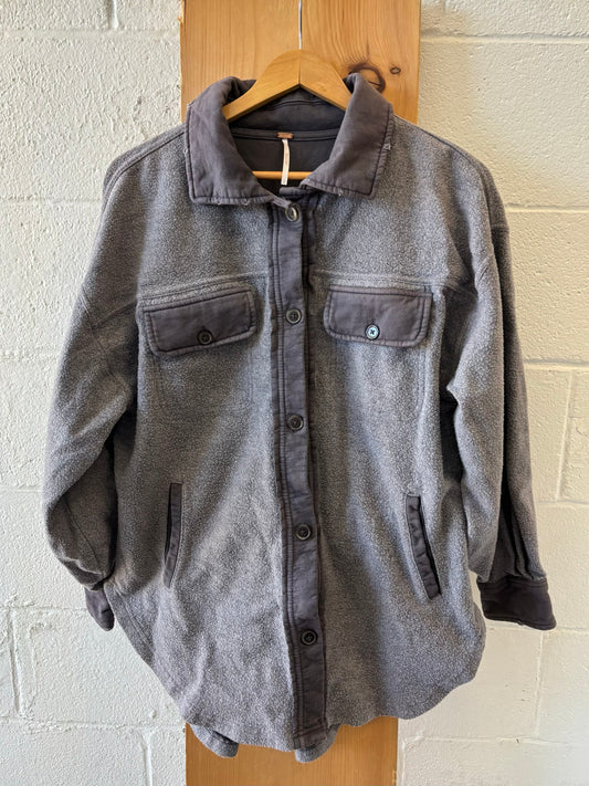 FP Gray Fleece Button Up Shacket : S (As Is)