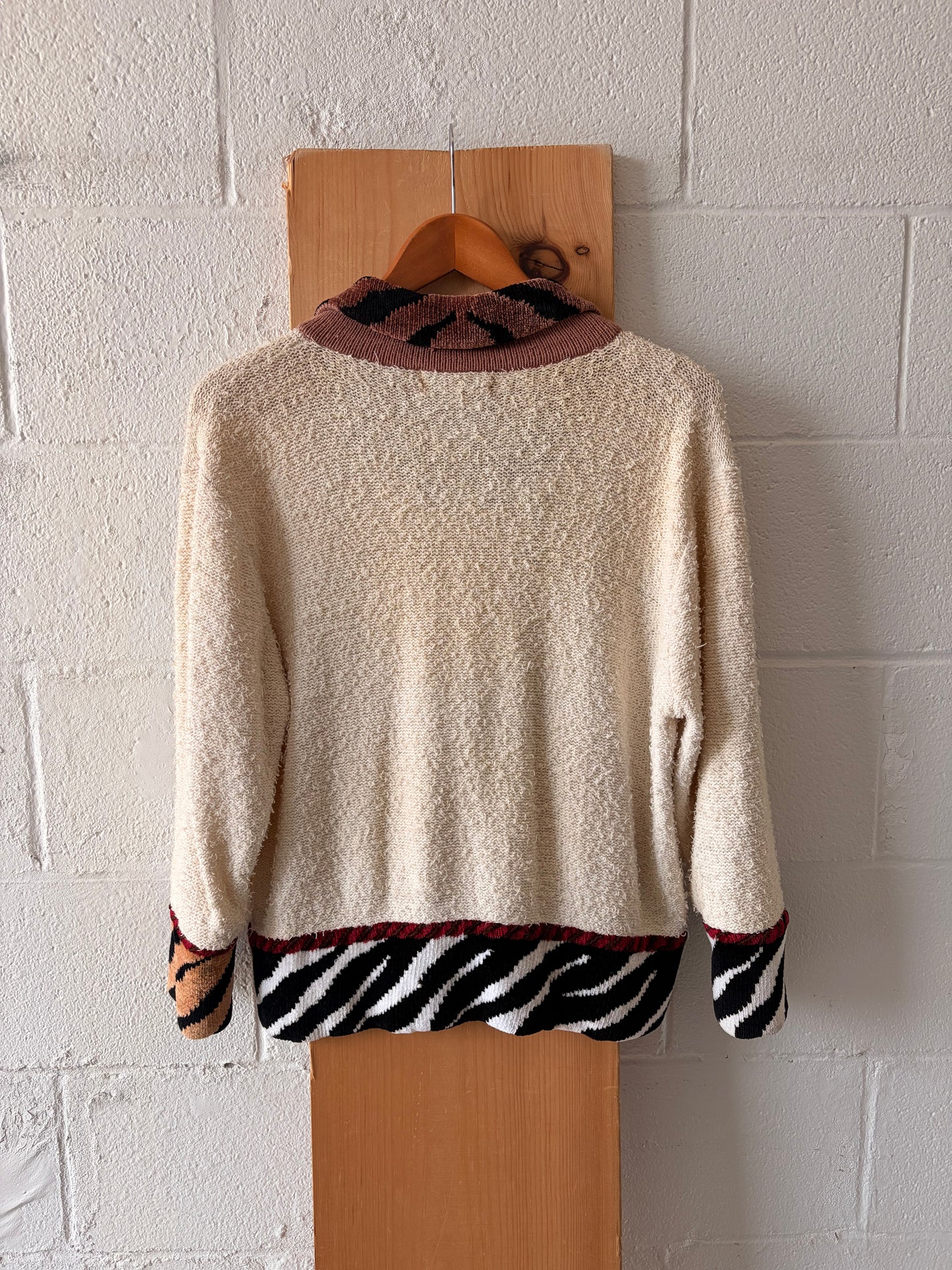 Funky Animal Print Cardigan Sweater : M (As Is)