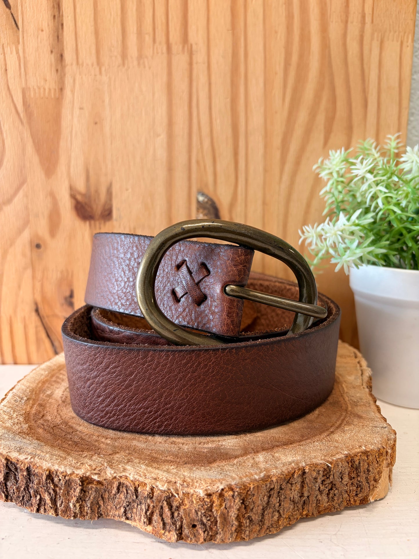 Classic Brown Leather Belt : L
