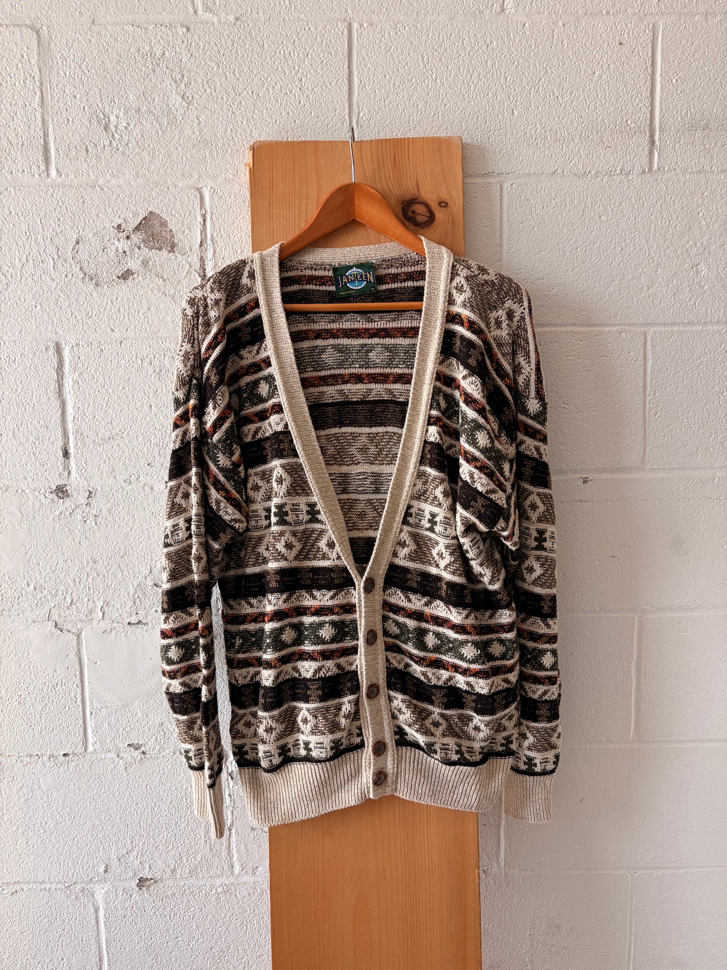 Vtg Jantzen Patterned Knit Cardigan : M