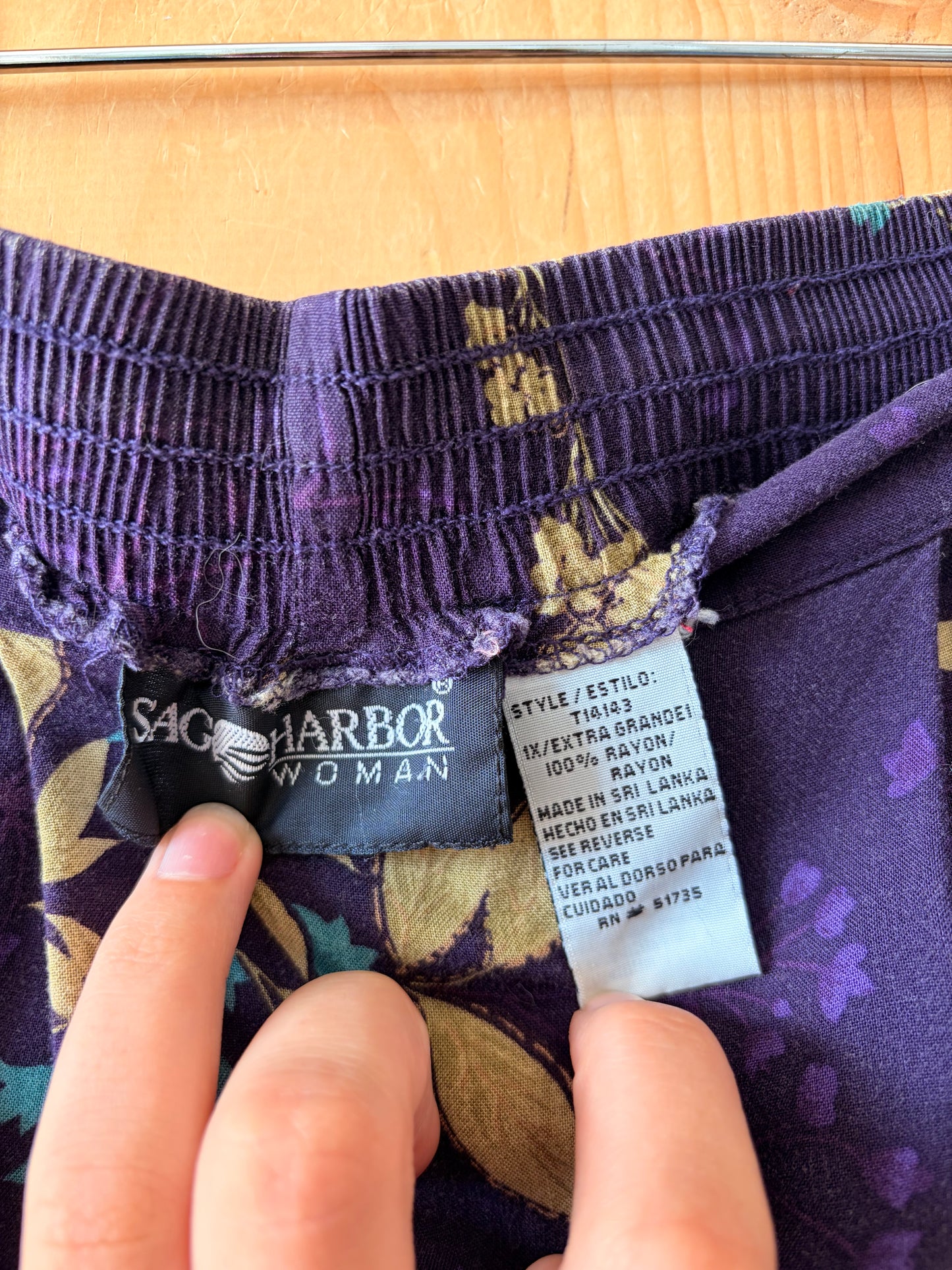 Floral Purple Patterned Skirt : 1X