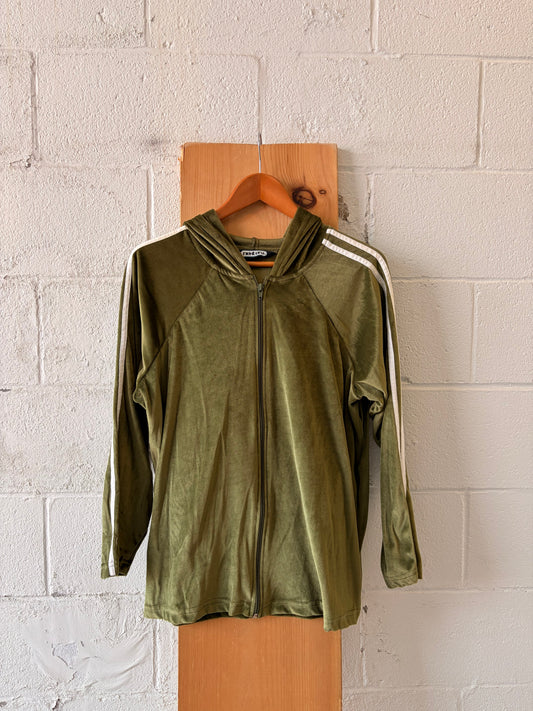 Striped Green Velour Track Jacket : L