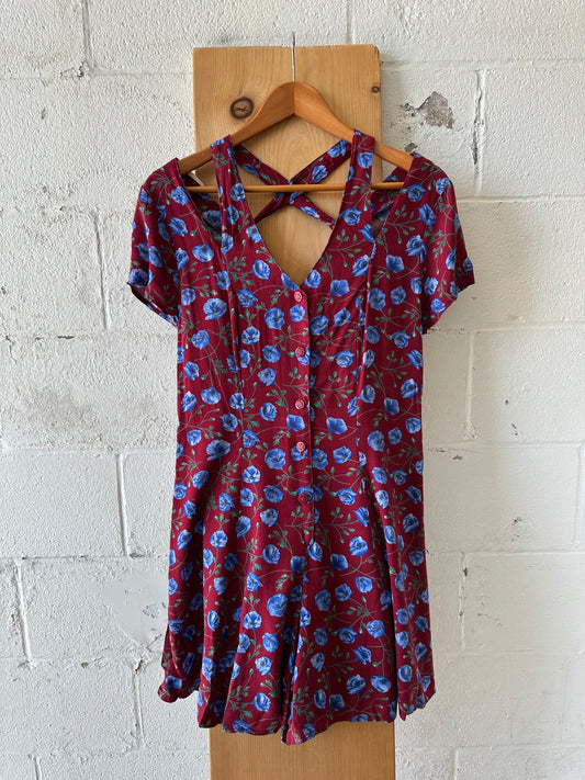Vtg Deadstock Floral Romper : M