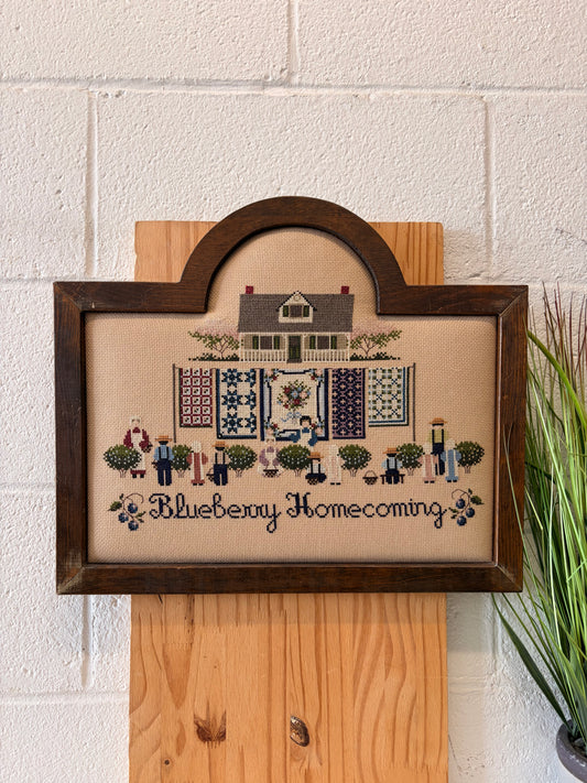 Wooden Framed “Blueberry Homecoming” Cross Stitch (Local Pick Up Only)