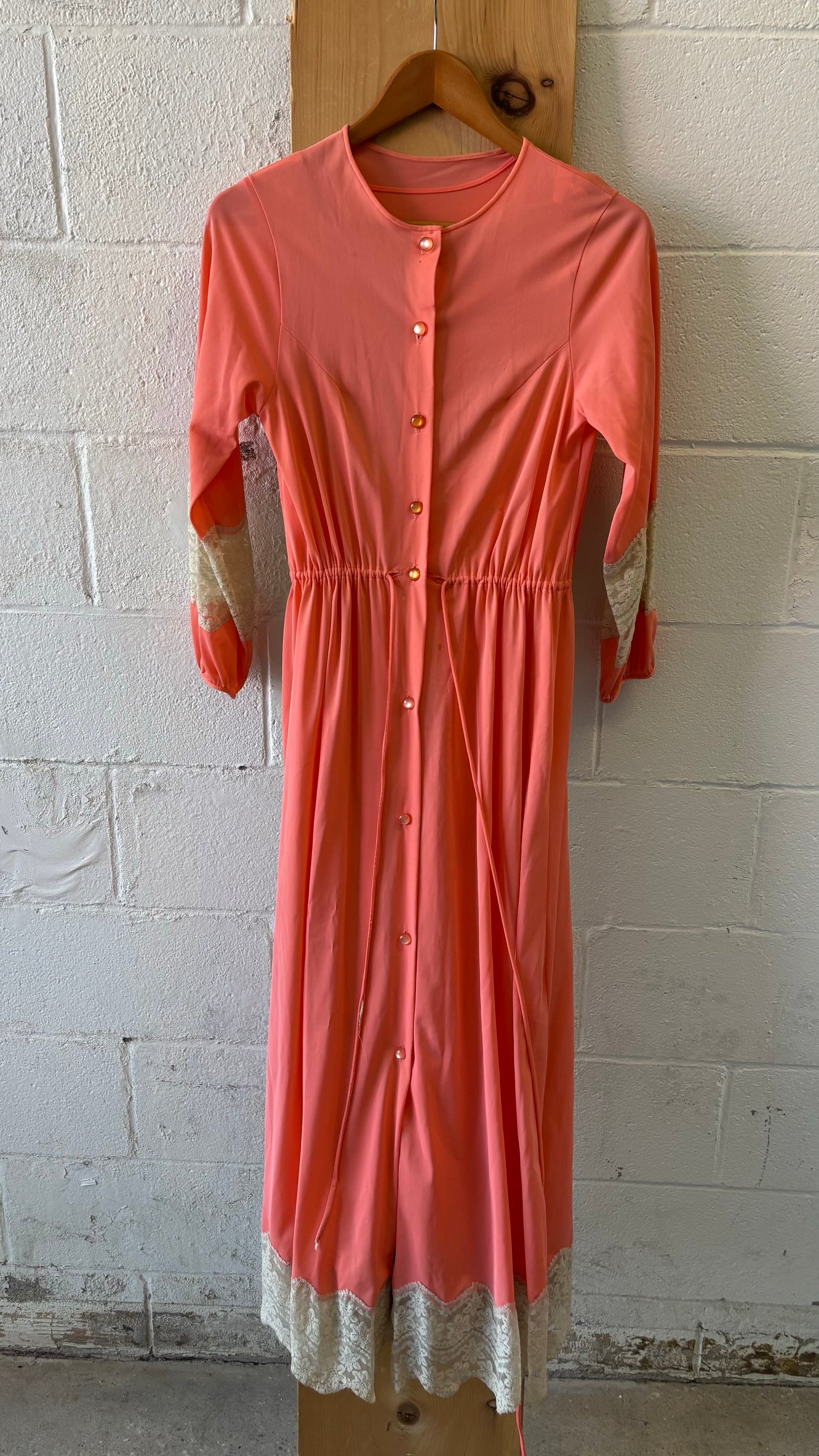 Vtg Coral Slip & Robe Set : S