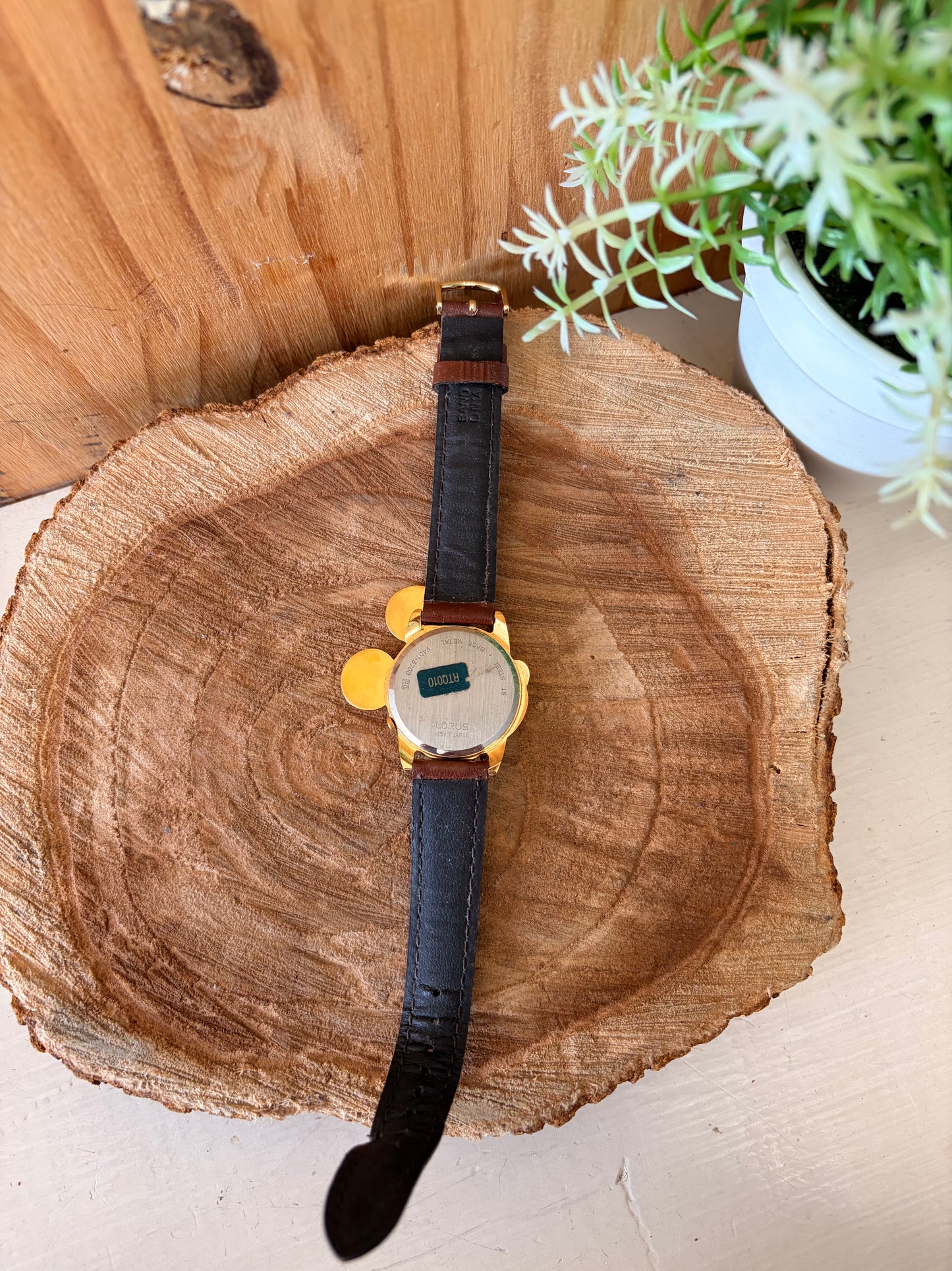 Vtg Lorus Gold Tone Mickey Mouse Watch (Untested - As Is)