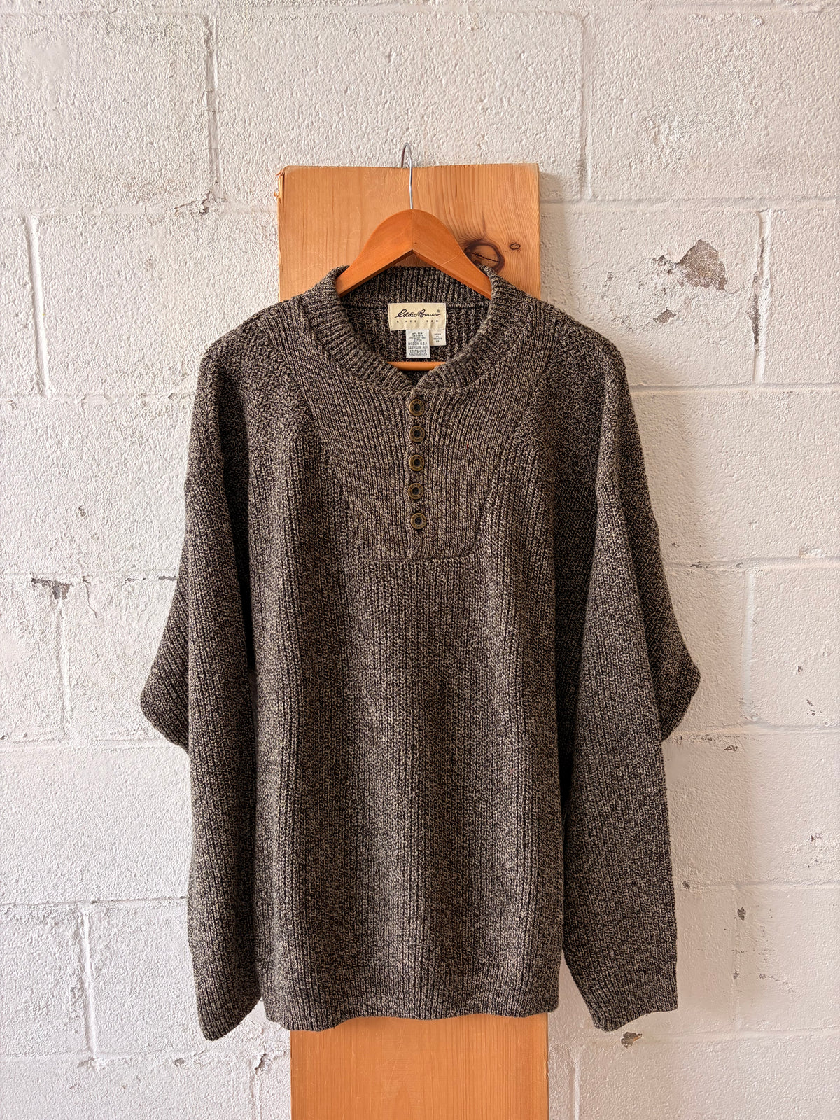 Vtg Eddie Bauer Knit Henley Sweater : XL
