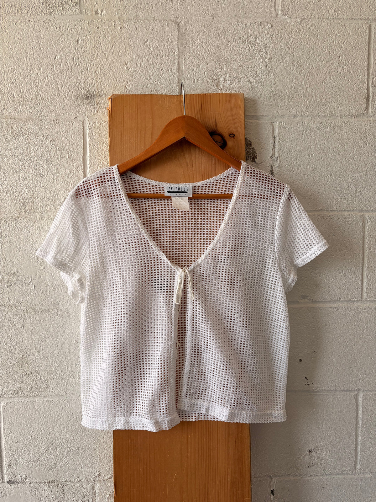 Vtg White Mesh Cardigan : L