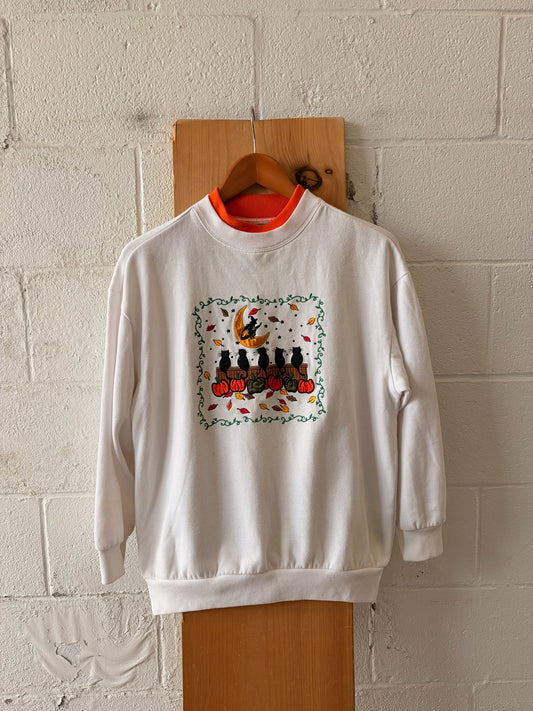 Vtg Black Cats Spooky Season Crew : M/L