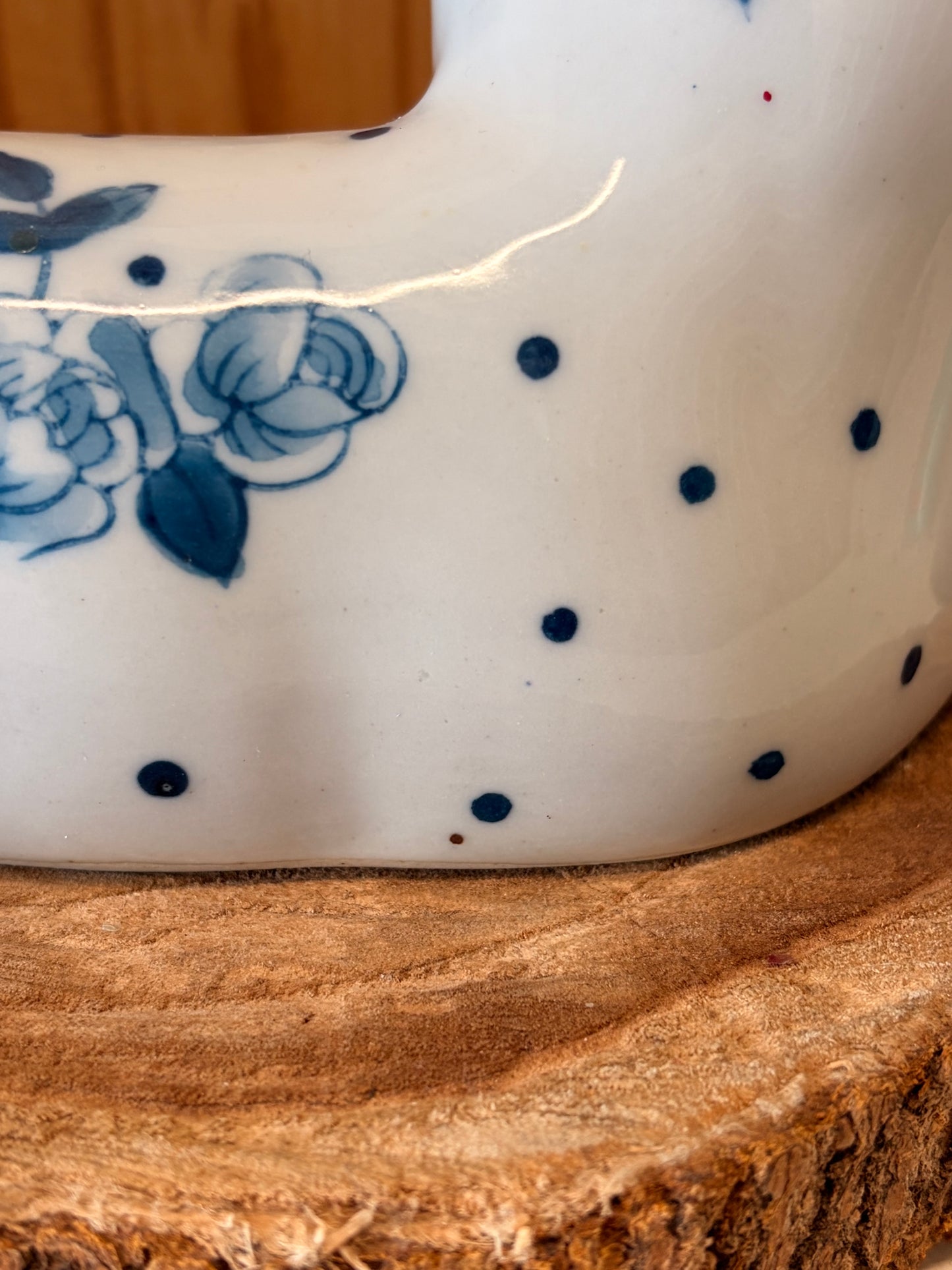 White & Blue Floral Ceramic Cat (Local Pick Up Only)