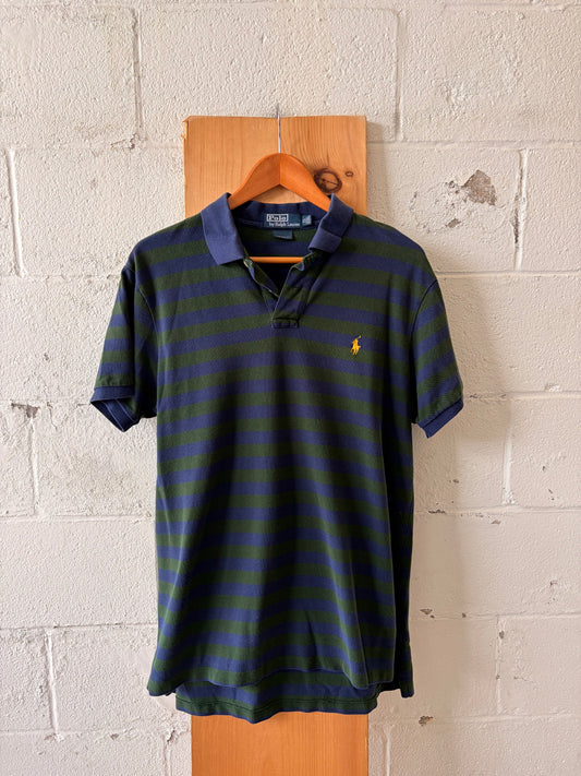 Vtg Navy & Green Striped Ralph Lauren Polo : XL