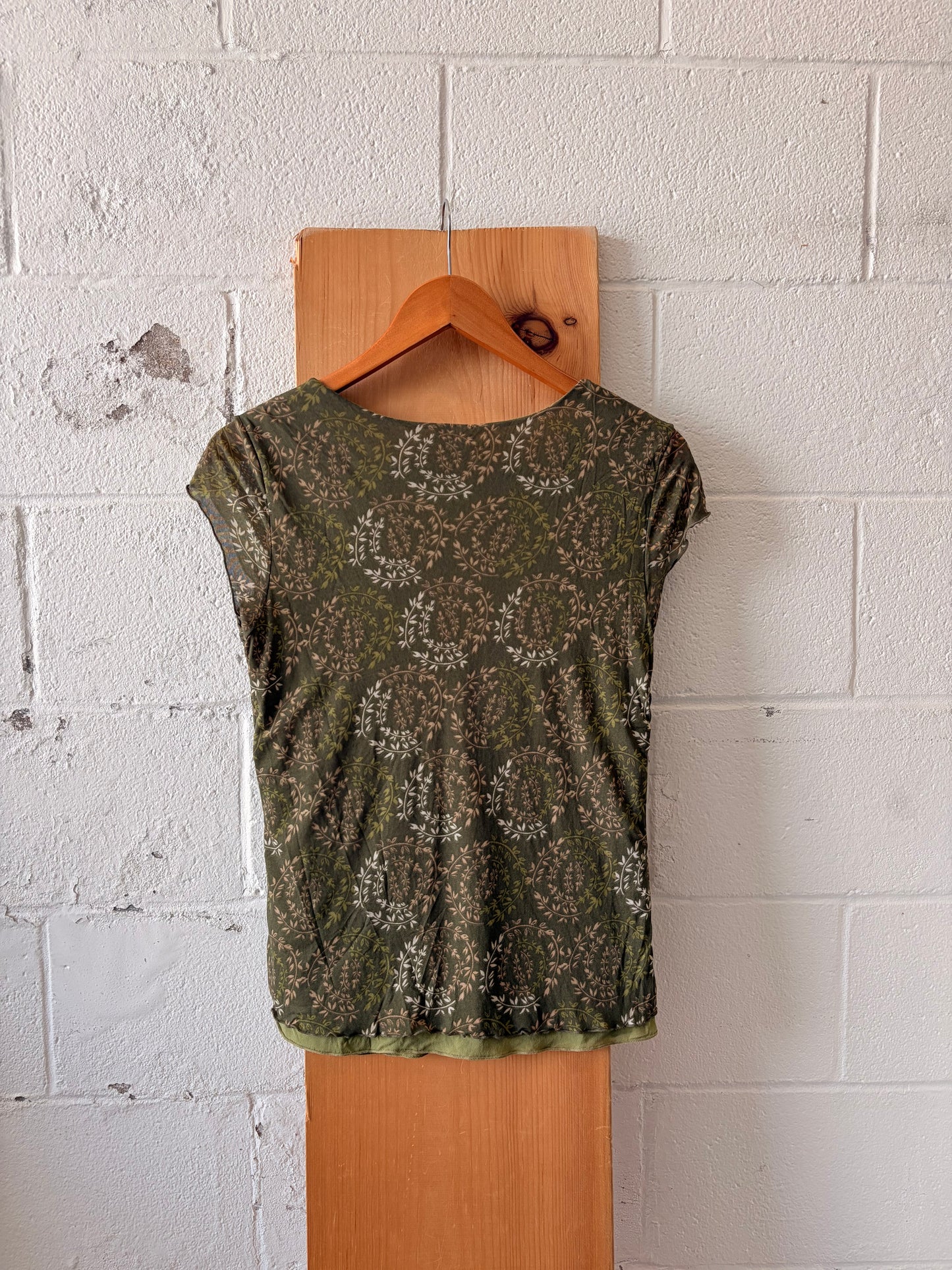 Layered Olive Patterned Top : L
