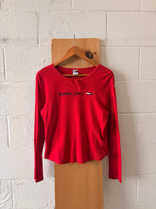 Red Tommy Long Sleeve Top : L/XL