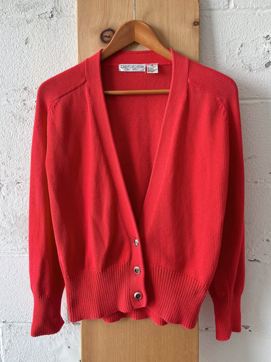 Vtg Red Cardigan : Petite S