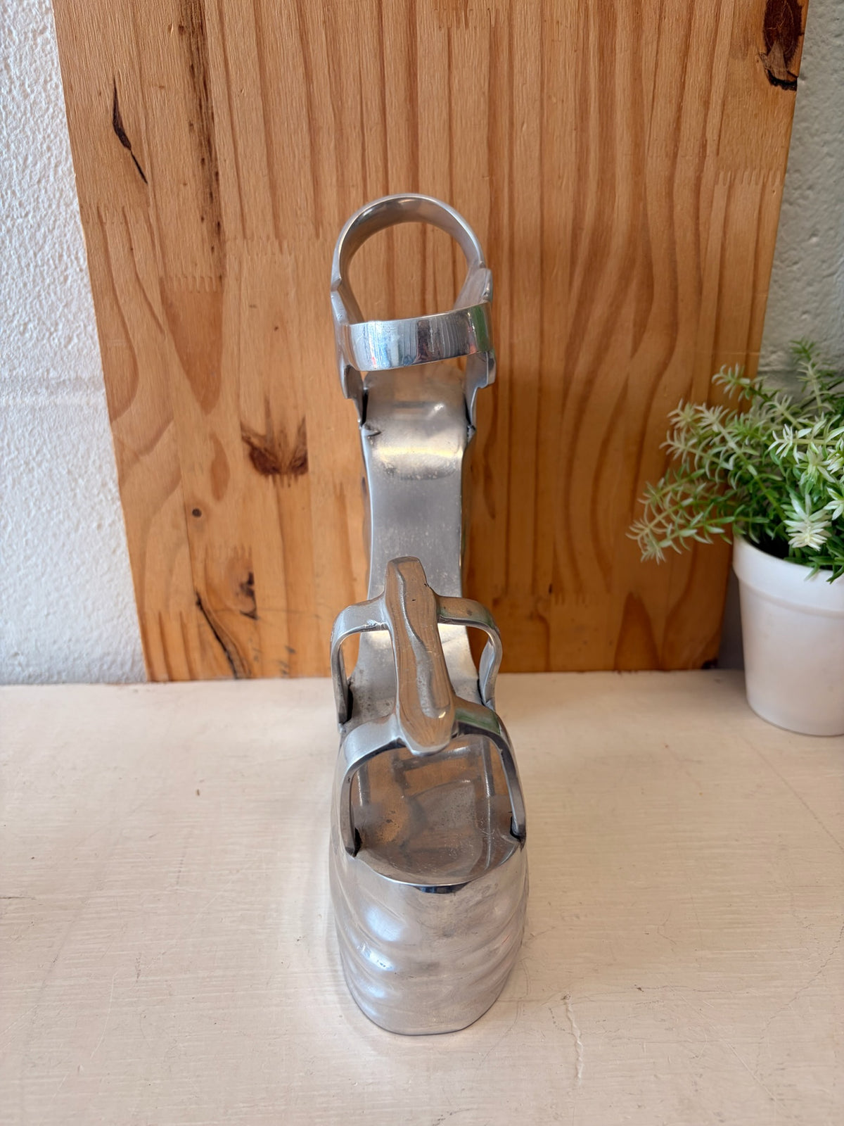 Metal Platform Sandal Sculpture / One Bookend (Local Pick Up Only)