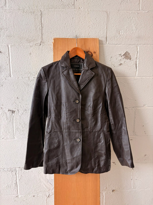 Dark Brown Leather Jacket : S